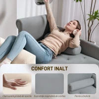 HOMCOM Canapea Chaise Longue cu tapițerie cu efect de catifea, gri(m-4)