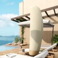 Outsunny Sonnenschirm Schutzhülle für Ø 400 cm wasserdicht Wetterfeste Sonnenschirm Abdeckung mit Stab Reißverschluss Kordelzug Oxford Gewebe UV-Beständige Ampelschirm Abdeckhauben 220 ×56 cm Beige(m-7)