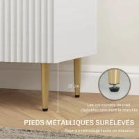 HOMCOM Buffet meuble cuisine rangement avec 3 tiroirs, étagères réglables, placards à portes cannelées, 120 x 40 x 90 cm, blanc(m-7)