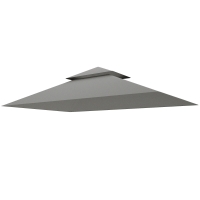 Outsunny Toit de rechange pour tonnelle de barbecue 2,4 x 1,5 m auvent de remplacement pour abri barbecue 2 niveaux gris clair