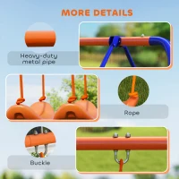 Outsunny Four-In-One Metal Garden Swing Set, with Double Swings, Glider, Slider, Ladder - Orange and Blue(m-7)