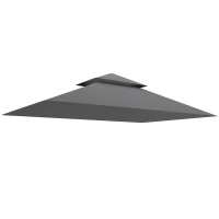 Outsunny Ersatzplane für Gartenpavillon, Grillpavillon-Ersatzdach für 152 x 244 cm Gestelle, UPF50+ Schutz, Polyester, Dunkelgrau(m-7)