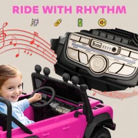 AIYAPLAY Kids Ride On Car with Remote Control, Music, Horn, 4 Spring Suspension Wheels, LED Lights for 3-5 Years Old, Pink(m-9)