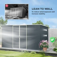 Outsunny 11 x 5.6ft Galvanised Steel Garden Shed, Metal Shed, Garden Storage Shed with Lockable Doors and Gloves for Outdoor Patio, Garden, Grey(m-5)