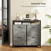HOMCOM Shoe Storage Cabinet with 4 Flip Drawers and Open Shelf - Cement Grey(m-7)