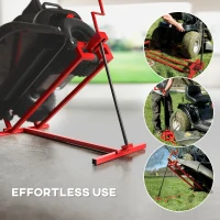 HOMCOM 400 kg Foldable Ride-On Mower Jack Lift, Adjustable Steel Lifting Device, for Lawn Mower, ATV, Red(m-7)