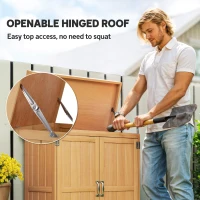 Outsunny Small Shed, Wooden Garden Shed with Openable Hinged Roof and Removable Shelf, Outdoor Tool Storage Cabinet Chest with Double Doors, 74 x 43 x 88 cm, Natural Wood Finish(m-4)
