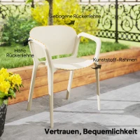 Outsunny Gartenstuhl 4er Set wetterfest Gartenstühle aus Kunststoff Stapelstuhl mit Armlehne Rückenlehne bis 120 kg belastbar(m-7)