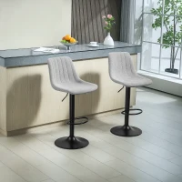 HOMCOM Set of Two Chenille-Feel Tub Bat Stools - Grey(m-12)