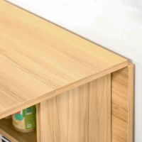 HOMCOM Folding Dining Table, Drop Leaf Table for Small Spaces, Foldable Rectangular Tabletop with Storage Shelves for Kitchen, Dining Room, Teak(m-9)