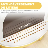 PawHut Maison de toilette pour chat bac à litière fermé chat poignée de transport porte translucide 40,5 x 52 x 39 cm jaune(m-6)