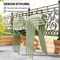 Outsunny Set de 4 Scaune Suprapozabile pentru Grădină, 60x56x75 cm, Verde(m-6)