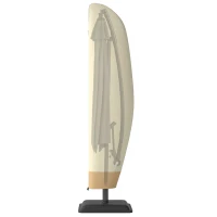 Outsunny Housse de protection imperméable pour parasol déporté avec fermeture éclair et cordon de serrage tissu Oxford avec revêtement PVC étanche Ø 56 x 220 cm beige et café(m-10)