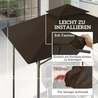 Outsunny Ersatzplane für Gartenpavillon, Grillpavillon-Ersatzdach für 152 x 244 cm Gestelle, UPF50+ Schutz, Polyester, Kaffee(m-4)