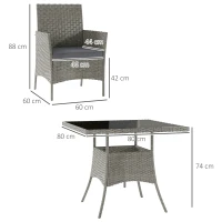 Outsunny Five-Pieces Rattan Dining Set - Light Grey(m-3)