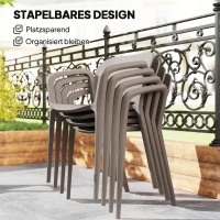 Outsunny Gartenstuhl 4er Set wetterfest Gartenstühle aus Kunststoff Stapelstuhl mit Armlehne Rückenlehne bis 120 kg belastbar(m-6)