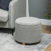 HOMCOM 31.8L Teddy Fleece Storage Ottoman - Grey(m-12)