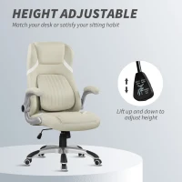 Vinsetto Linen-Look Office Chair, with Adjustable Height and Tension - Beige(m-4)