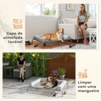 PawHut Cama Elevada para Cães com Latertais Amovíveis Cama Elevada para Cães Médios Portátil com Malha Respirável 130x90x30 cm Cinza Claro(m-7)