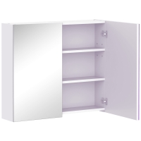 HOMCOM Armoire murale salle de bain avec miroir 70 x 60 cm avec étagère réglable, miroir salle de bain avec rangement, blanc