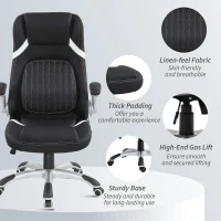 Vinsetto Linen-Look Office Chair, with Adjustable Height and Tension - Black(m-9)