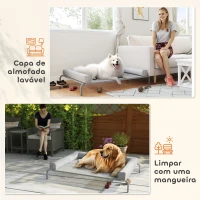 PawHut Cama Elevada para Cães com Latertais Amovíveis Cama Elevada para Cães Grandes Portátil com Malha Respirável 130x90x30 cm Cinza Claro(m-7)