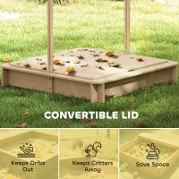 Outsunny Kids Square Wooden Sandpit, Children Sandbox Outdoor Playset(m-6)