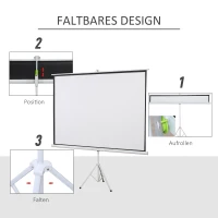 HOMCOM Projektionsleinwand im 4:3-Format, Kinoleinwand, Präsentationsfläche für Zuhause oder Büro, Weiß(m-4)