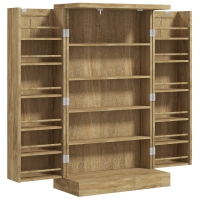 HOMCOM Armário de Cozinha Armário Despensa Cozinha com 2 Portas de Vime e 16 Prateleiras 60x30x104 cm Madeira