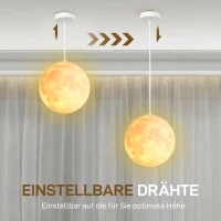 HOMCOM Mondlampe, 3D-Druck, App-Steuerung, Musik-kompatibel, verschiedene Licht-Modi, Weiß(m-6)
