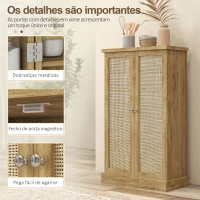 HOMCOM Armário de Cozinha Armário Despensa Cozinha com 2 Portas de Vime e 16 Prateleiras 60x30x104 cm Madeira(m-9)