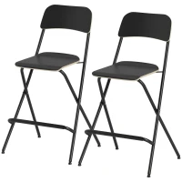 HOMCOM Set di 2 sgabelli da bar pieghevoli con telaio in acciaio, per cucina, sala da pranzo, nero(m-5)