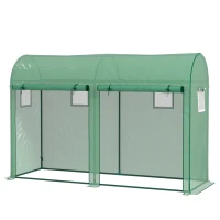 Outsunny Invernadero 300x100x200 cm Caseta de Jardín Invernadero con 4 Ventanas y 2 Puertas para Cultivos Plantas Flores de PE y Acero Verde(m-11)