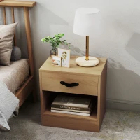 HOMCOM Pack de 2 Mesitas de Noche con Cajón y Compartimento Abierto para Salón 39x28x41 cm Natural(m-9)
