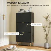 HOMCOM Elegant Three-Drawer Shoe Cabinet - Black(m-4)