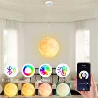 HOMCOM Mondlampe, 3D-Druck, App-Steuerung, Musik-kompatibel, verschiedene Licht-Modi, Weiß(m-5)