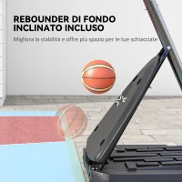 SPORTNOW Canestro Basket in Acciaio, Regolabile in Altezza e portatile con Tabellone e Ruote, 107x70cm, Nero e rosso(m-7)