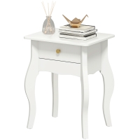 HOMCOM Table Basse avec Tiroir en Style Français avec Jambes Courbées, 45x35x55 cm, Blanc