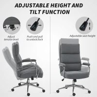 HOMCOM Executive Office Chair, Linen Fabric Computer Desk Chair with Double-Layer Back Cushion, Tilt Function, Height Adjustable for Home, Charcoal Grey(m-8)