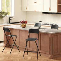 HOMCOM 2-Stuks Set Barstoelen, Opvouwbare Barstoelen met Stalen Frame, voor Keuken, Eetkamer, Zwart(m-8)