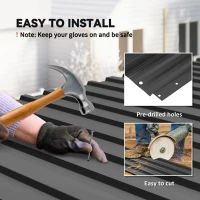 Outsunny Set of 12 Corrugated Steel Roof Sheet Panels - Black(m-5)