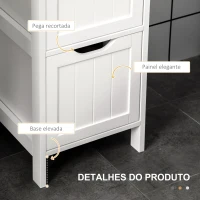 HOMCOM Armário Casa de Banho Estreito com 3 Gavetas e 2 Prateleiras Abertas Estilo Moderno 30x30x141,6 cm Branco(m-5)