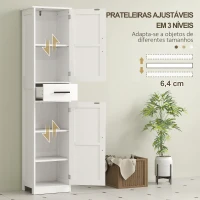 HOMCOM Coluna de Casa de Banho com 2 Prateleiras Ajustáveis Armário Alto de Casa de Banho Estreito Estilo Rústico 40x30x170 cm Branco(m-6)