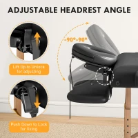 HOMCOM Adjustable Folding Massage Table - Black(m-5)