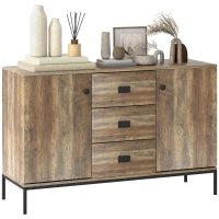 HOMCOM Meuble buffet de rangement 2 placards étagère réglable 3 tiroirs style contemporain - dim. 120L x 39,5l x 77H cm(m-11)