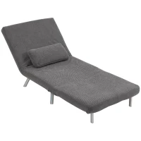 HOMCOM Sofá Cama Individual 3 em 1 Poltrona Cama Dobrável com Encosto Ajustável de 5 Níveis e Almofada 80x75x83 cm Cinzento(m-11)