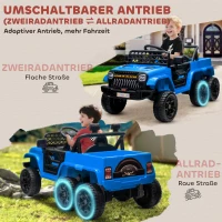 AIYAPLAY 12V Elektrisches Kinderauto, mit Anhänger, LED-Lichtern, Musik und Hupe, für Kinder im Alter von 3-8 Jahren, Hellblau(m-4)