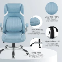 Vinsetto Linen-Look Office Chair, with Adjustable Height and Tension - Blue(m-9)