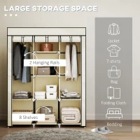 HOMCOM Fabric Wardrobe, with Rails and Shelves - Cream White(m-4)