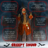 HOMCOM 183 cm Life Size Halloween Animated Standing Fat-Faced Witch with Red Light Up Eyes, Sound Activated Moving Arms & Head, Scary Witch Halloween Decorations, Battery Operated, Indoor Party Props(m-4)